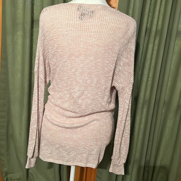 Pink Cable-Knit Crossover Sweater - Picture 2 of 3